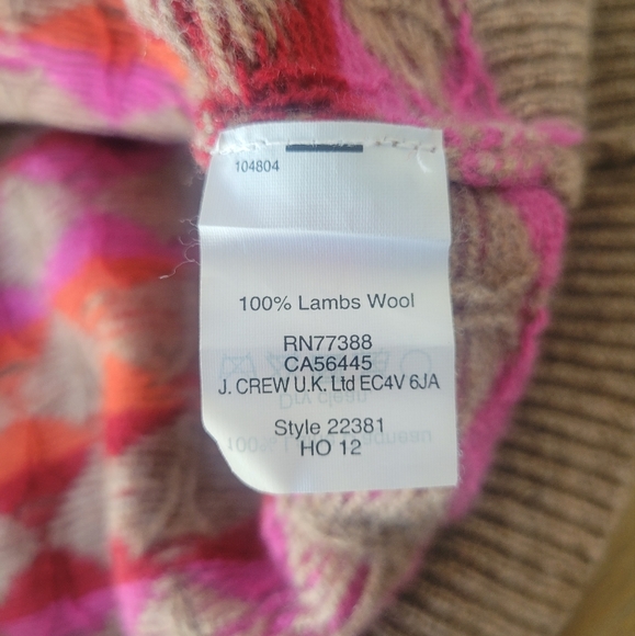 J. Crew Argyle Crew Neck Lambswool Sweater Size XS - Picture 7 of 9